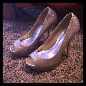 Gold high heels